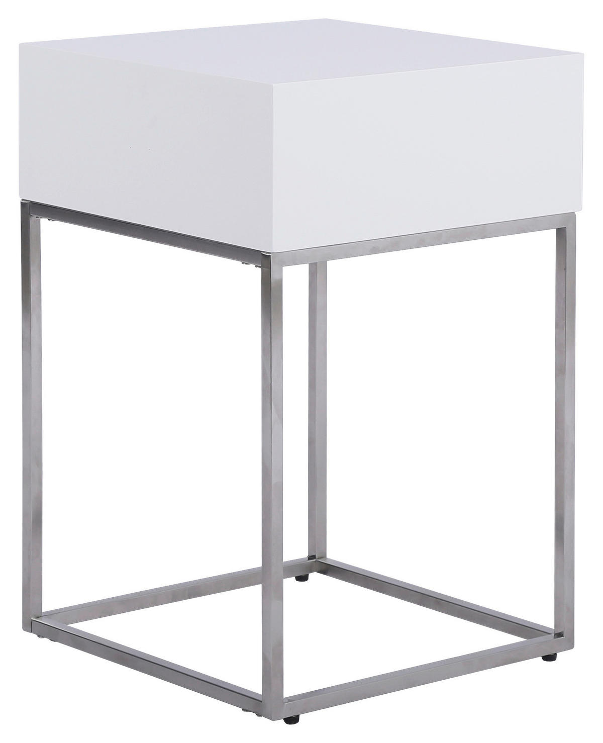 NACHTKÄSTCHEN 40/62/40 cm  in Silberfarben, Weiß  - Silberfarben/Weiß, Basics, Holzwerkstoff/Metall (40/62/40cm) - Xora