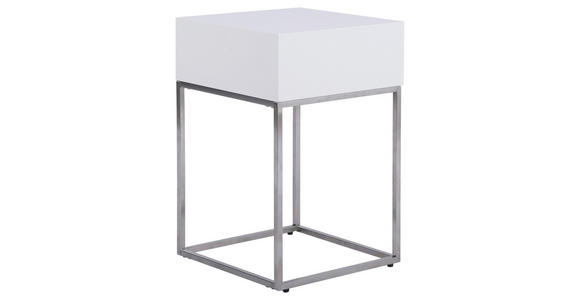 NACHTKÄSTCHEN 40/62/40 cm  in Silberfarben, Weiß  - Silberfarben/Weiß, Basics, Holzwerkstoff/Metall (40/62/40cm) - Xora