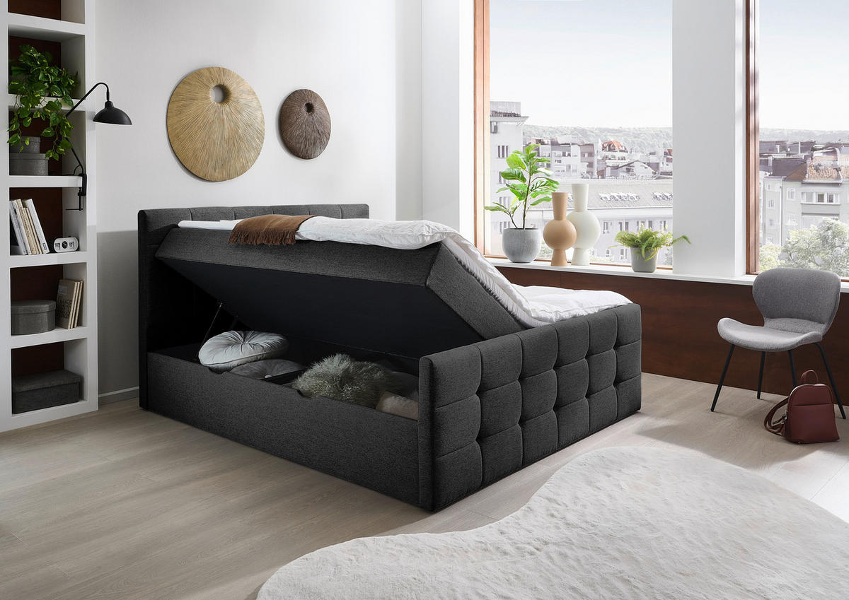 BOXBETT 180/200 cm  in Schwarz  - Schwarz, Basics, Textil (180/200cm) - Boxxx
