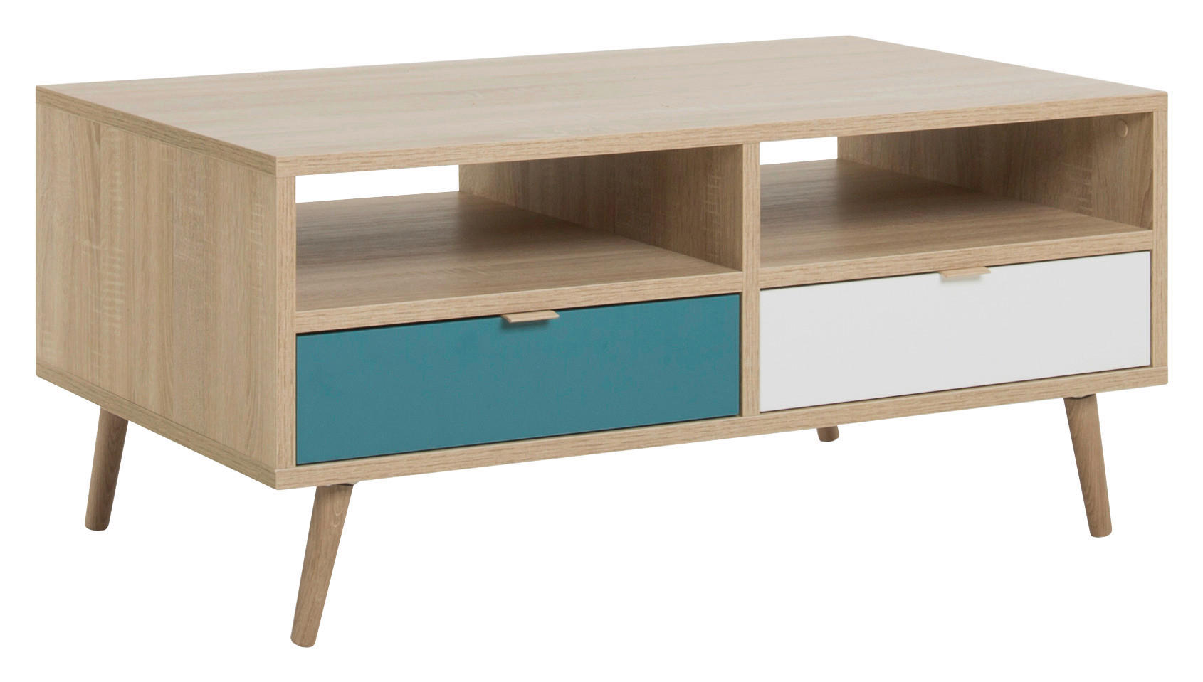 KOMODA  100/46/60 cm  siva, bela, boja hrasta, petrolej plava  - siva/boja hrasta, Konvencionalno, pločasti materijal (100/46/60cm) - Carryhome