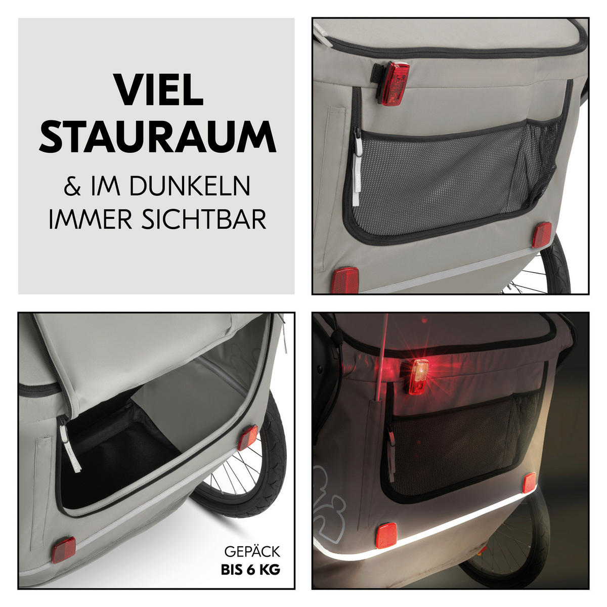 FAHRRADANHÄNGER   Bike N Walk Duo  - Hellgrau, Basics, Kunststoff/Textil (81/107/134cm) - Hauck