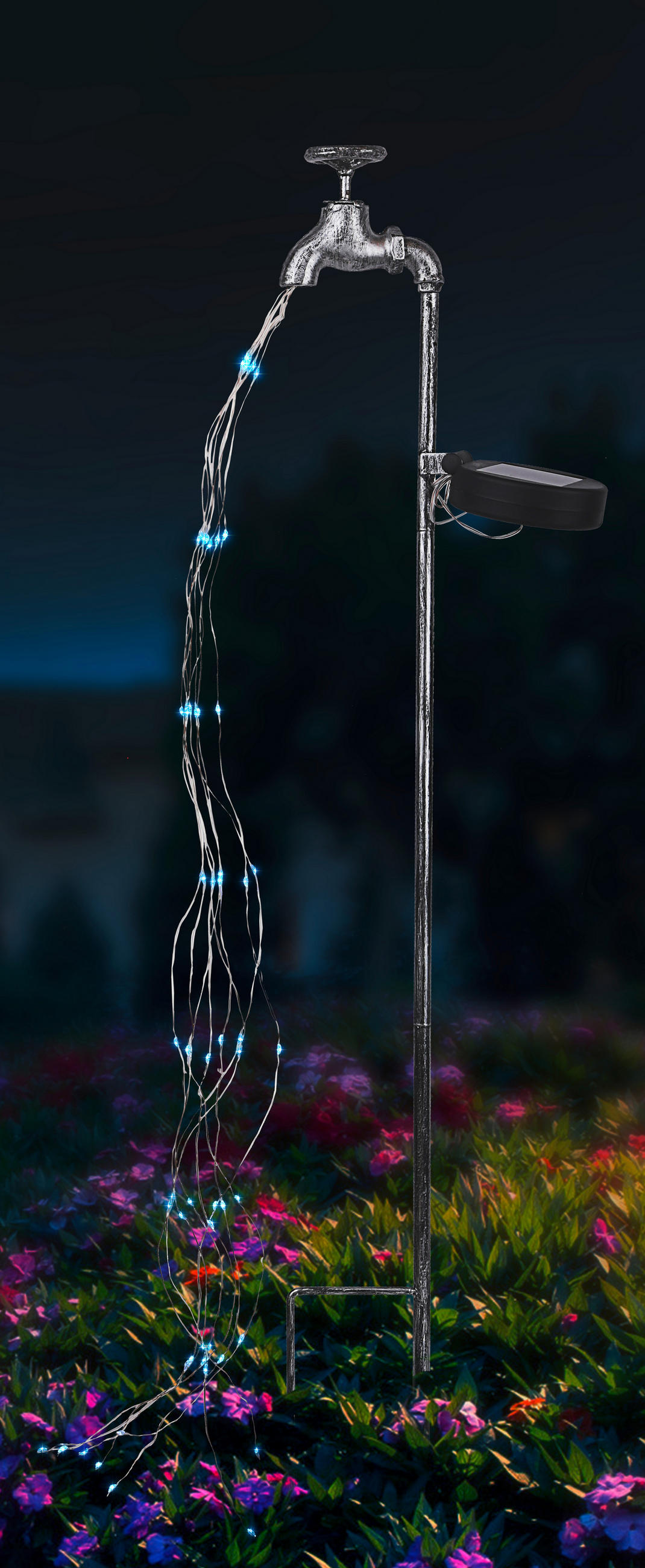 SOLÁRNÍ SVÍTIDLO, 11/6/80 cm - barvy stříbra/průhledné, Trend, kov/plast (11/6/80cm) - Ambia Garden