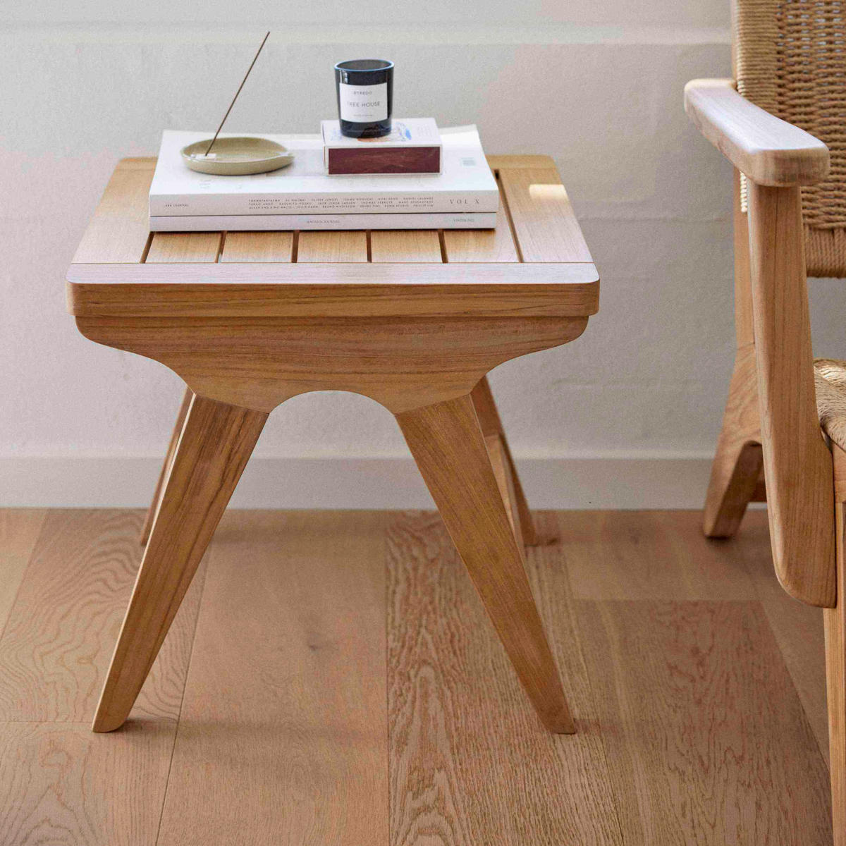 LOUNGETISCH 45/45/42 cm Holz Naturfarben, Teakfarben quadratisch  - Naturfarben/Teakfarben, Natur, Holz (45/45/42cm) - Gardenson