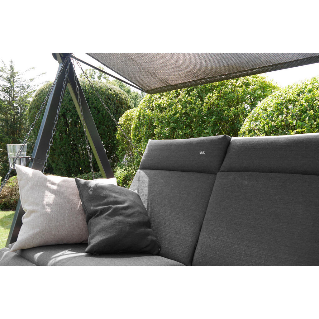 Thumbnail - Boxxx Hollywoodschaukel, Grau, Hellgrau, Metall, Textil, Uni, Füllung: Schaumstoff, Vlies, 210x160x145 cm, Rückenlehne u...