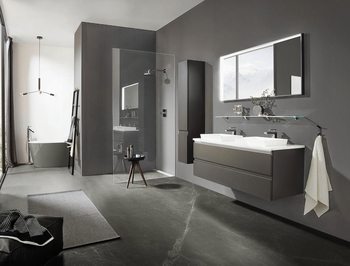 HOCHSCHRANK 30/160/32 cm  - Grau, Konventionell, Glas/Holzwerkstoff (30/160/32cm) - b-collection