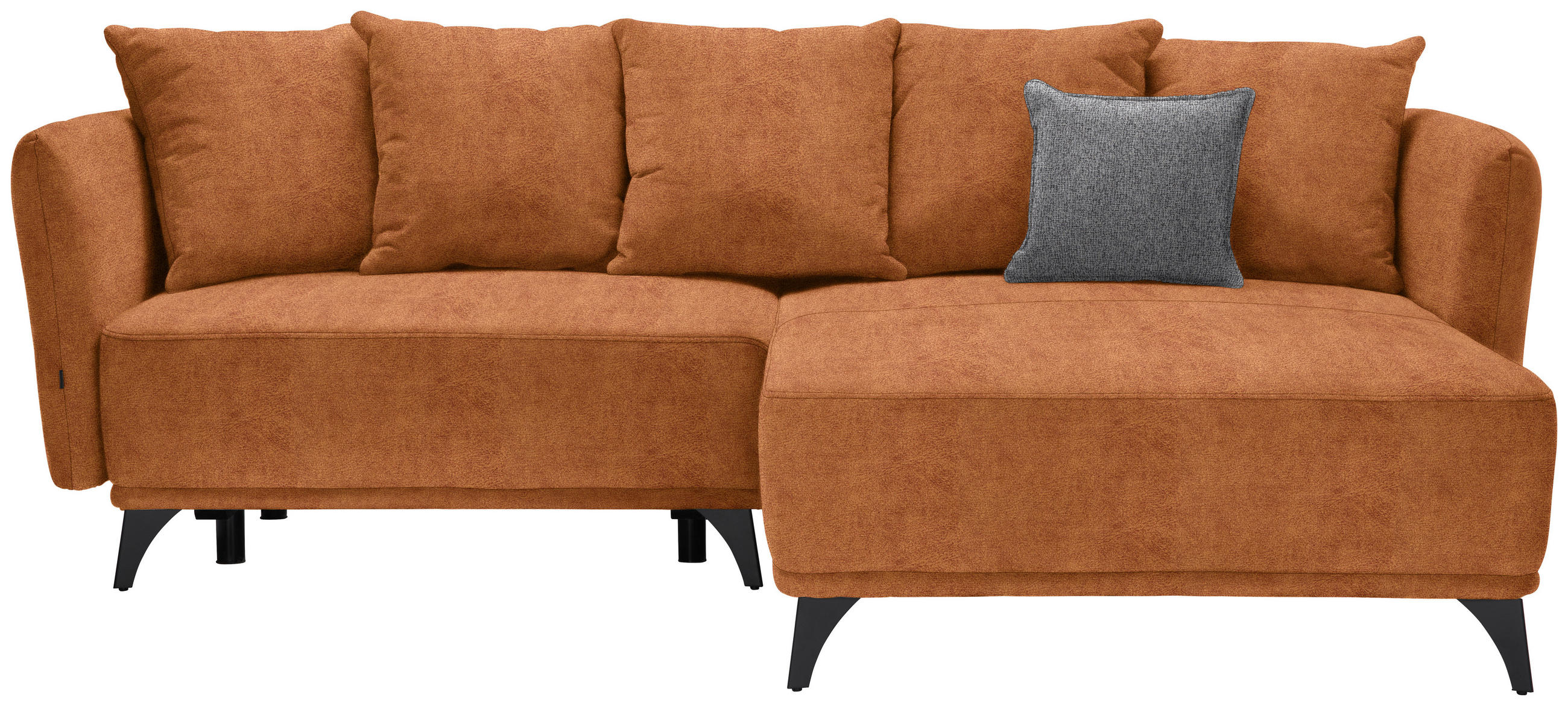 ECKSOFA in Chenille Cognac  255/172 cm  - Cognac/Schwarz, LIFESTYLE, Textil/Metall (255/172cm) - Carryhome