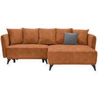 ECKSOFA in Chenille Cognac  255/172 cm  - Cognac/Schwarz, LIFESTYLE, Textil/Metall (255/172cm) - Carryhome