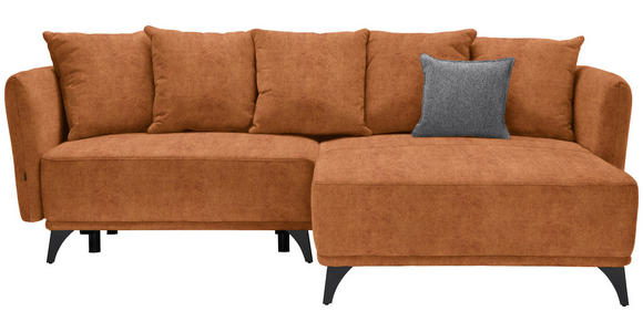 ECKSOFA in Chenille Cognac  - Cognac/Schwarz, LIFESTYLE, Textil/Metall (255/172cm) - Carryhome