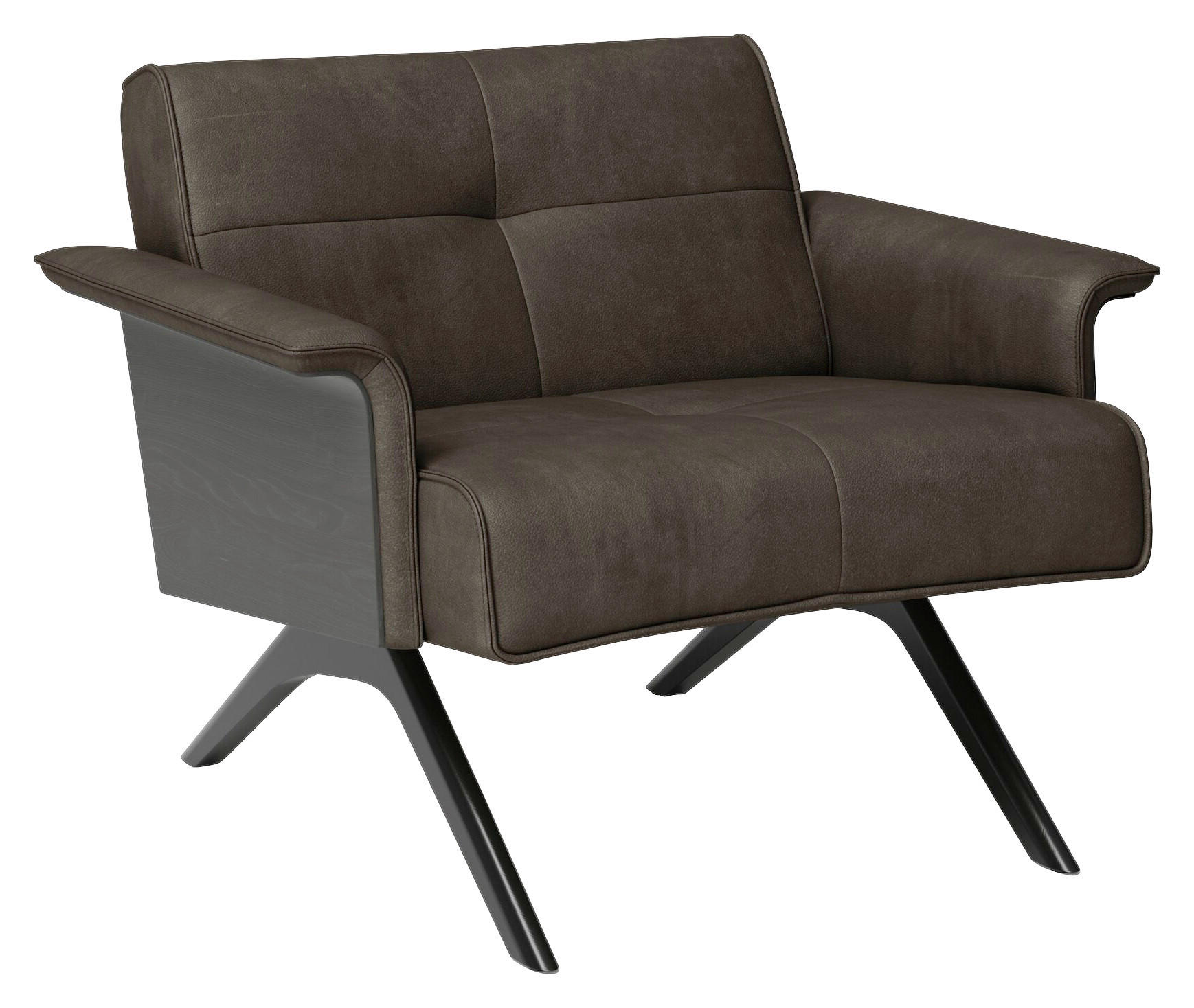 KŘESLO, kůže, šedavě hnědá - černá/šedavě hnědá, Design, dřevo/kůže (96/74/83cm) - Joop!