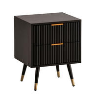 NACHTTISCH 43,5/56/39 cm, Schwarz,  - Goldfarben/Schwarz, Design, Holzwerkstoff/Metall (43,5/56/39cm) - MID.YOU