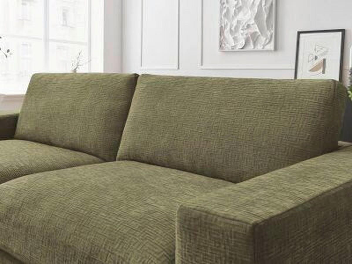 ECKSOFA Ottomane links  LEONARD  Grün Struktur  - Schwarz/Grün, MODERN, Kunststoff/Textil (159/274cm)