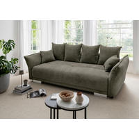 BIGSOFA Mikrofaser Olivgrün  - Chromfarben/Olivgrün, Basics, Kunststoff/Textil (242/71/90/131cm) - Livetastic