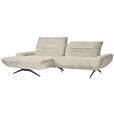 ECKSOFA  in Teddystoff Creme  170-195/280 cm  - Creme/Schwarz, Design, Textil/Metall (170-195/280cm) - Dieter Knoll