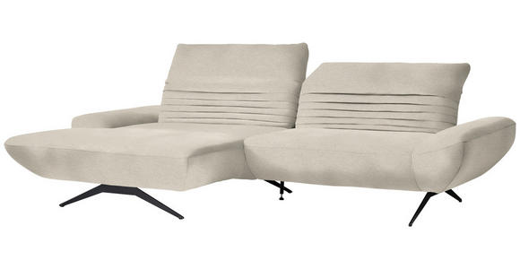 ECKSOFA  in Teddystoff Creme  170-195/280 cm  - Creme/Schwarz, Design, Textil/Metall (170-195/280cm) - Dieter Knoll