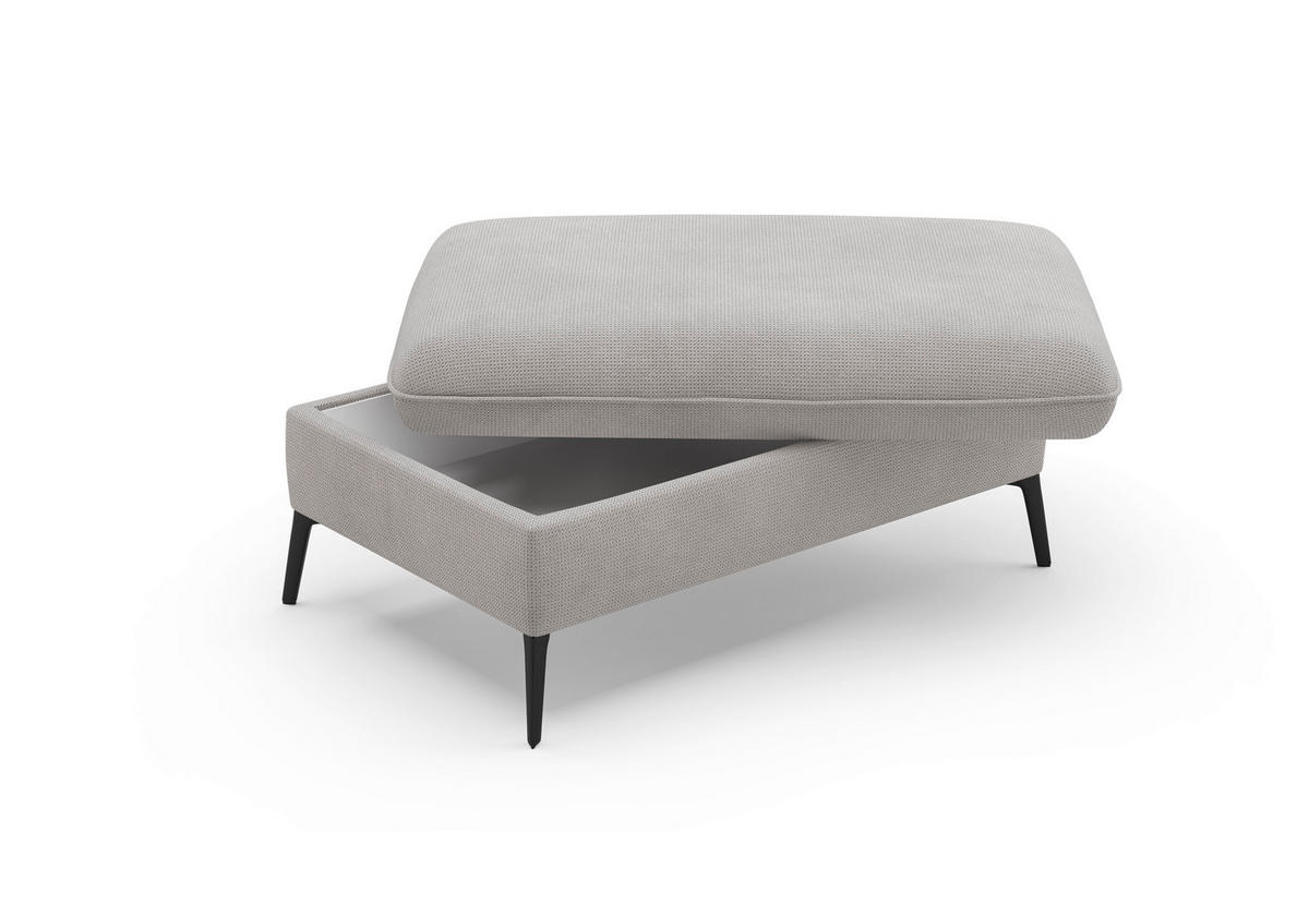 HOCKER in Textil Silberfarben  - Silberfarben/Creme, Konventionell, Textil/Metall (104/47/69cm) - Sit & More