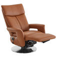 RELAXSESSEL in Leder Braun  - Edelstahlfarben/Braun, Design, Leder/Metall (78/112/85cm) - Cantus