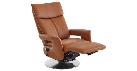 RELAXSESSEL in Leder Braun - Edelstahlfarben/Braun, Design, Leder/Metall (78/112/85cm) - Cantus