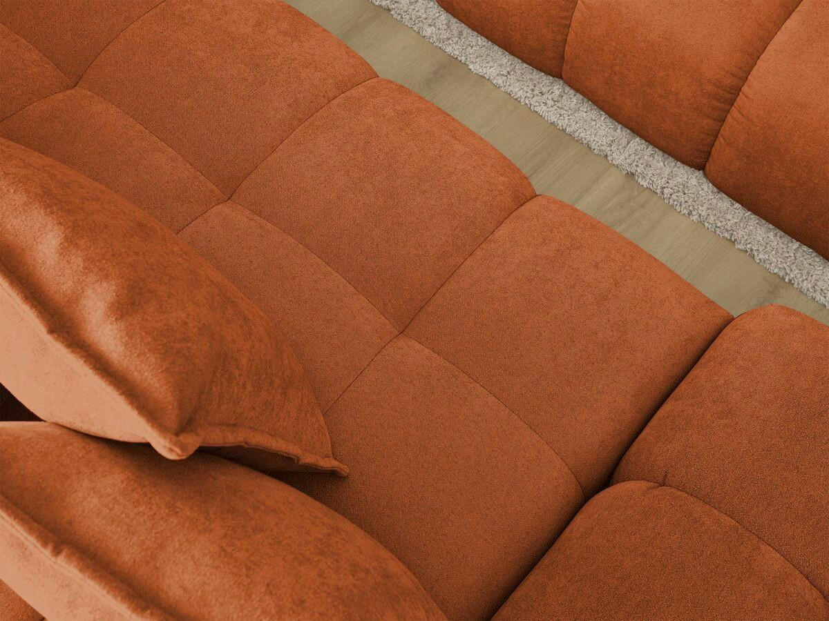 ECKSCHLAFSOFA EVEREST  mit Rücken echt, Armteil links, Armteil rechts Struktur Orange  - Schwarz/Orange, MODERN, Kunststoff/Textil (318/180cm) - Livetastic