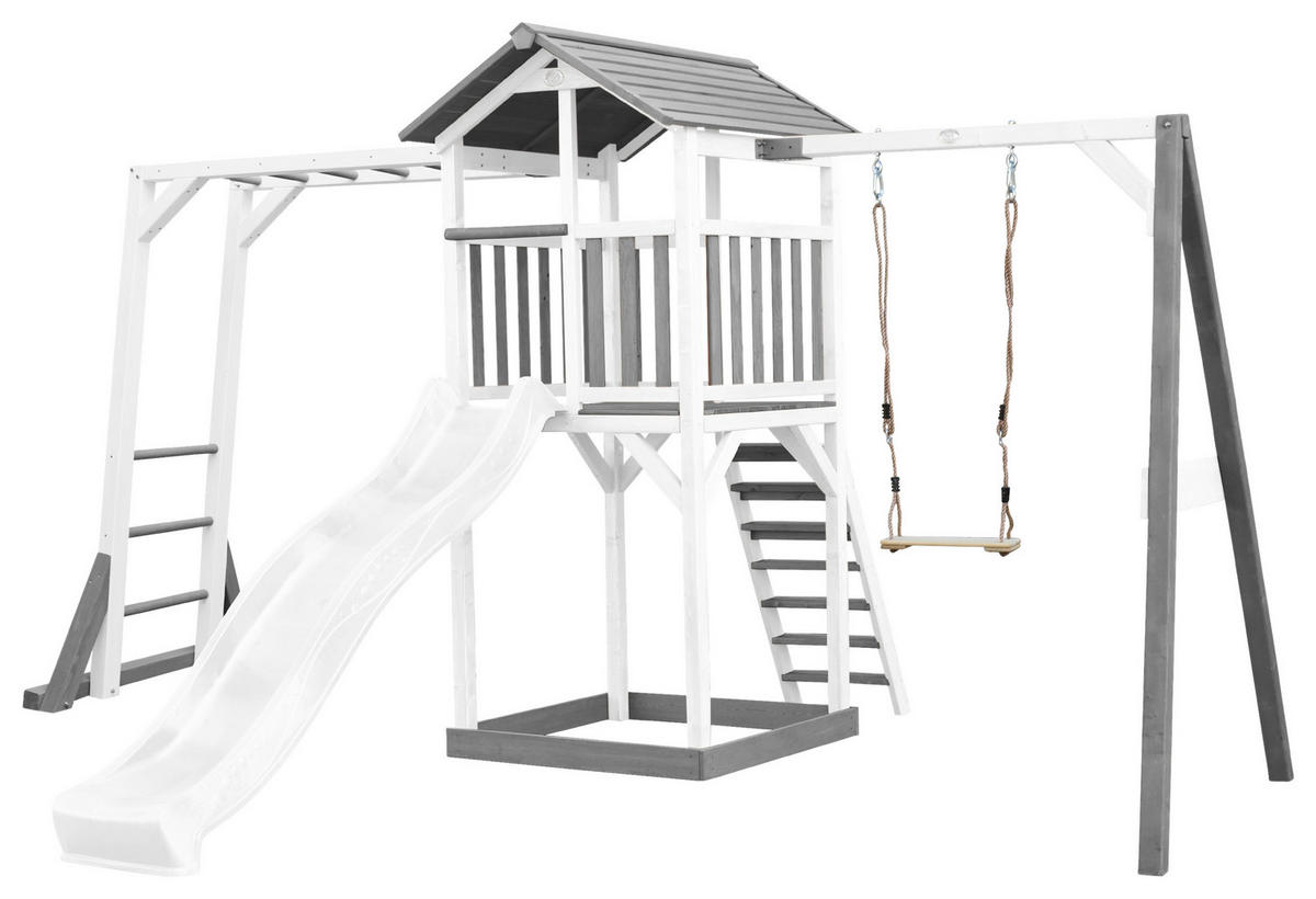 SPIELTURM 446/241,9/349 cm  - Weiss/Grau, Konventionell, Holz/Kunststoff (446/241,9/349cm)