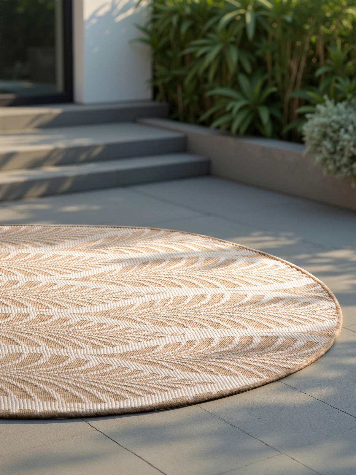OUTDOORTEPPICH 160 cm Duet Weiß, Sandfarben  - Sandfarben/Weiß, Design, Kunststoff (160cm)
