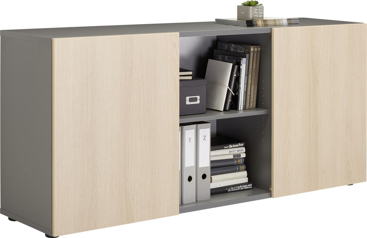 SIDEBOARD  in 160/74,8/42 cm  - Eichefarben/Graphitfarben, KONVENTIONELL, Holzwerkstoff (160/74,8/42cm) - Venda