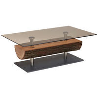 COUCHTISCH Kerneiche vollmassiv ESG, Parsolglas 125/75/43 cm rechteckig Anthrazit, Eichefarben  - Edelstahlfarben/Eichefarben, Natur, Glas/Holz (125/75/43cm) - Valnatura