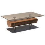 COUCHTISCH Kerneiche vollmassiv ESG, Parsolglas 125/75/43 cm rechteckig Anthrazit, Eichefarben  - Edelstahlfarben/Eichefarben, Natur, Glas/Holz (125/75/43cm) - Valnatura