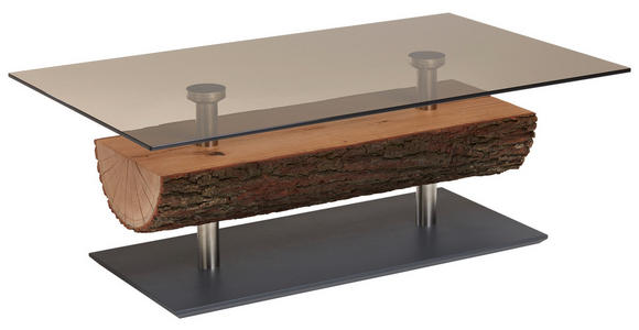 COUCHTISCH Kerneiche vollmassiv ESG, Parsolglas 125/75/43 cm rechteckig Anthrazit, Eichefarben  - Edelstahlfarben/Eichefarben, Natur, Glas/Holz (125/75/43cm) - Valnatura