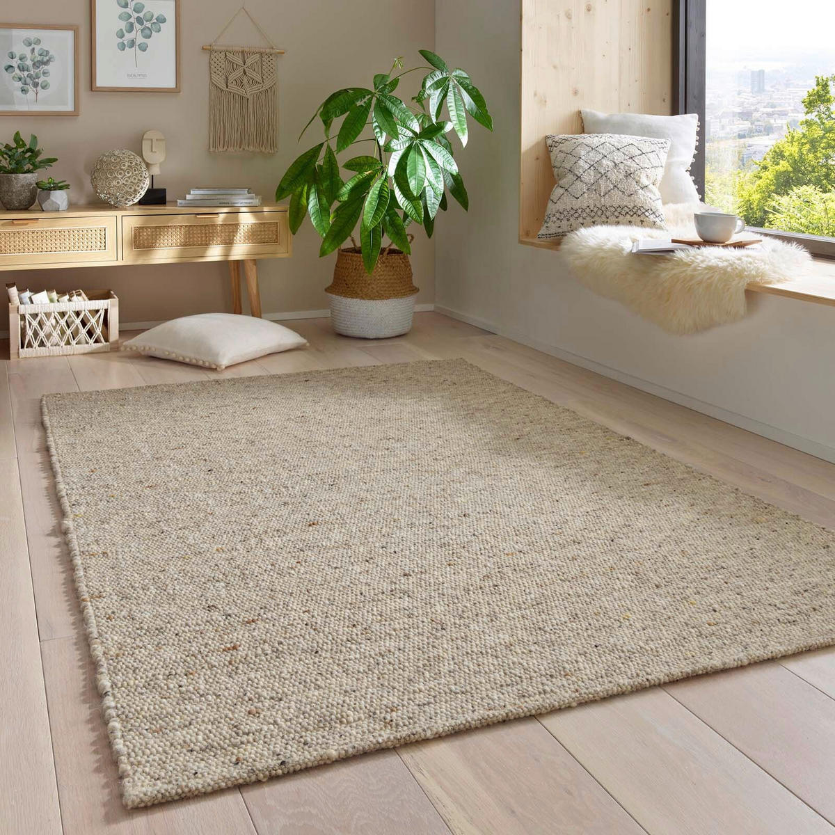 HANDWEBTEPPICH 300/390 cm Grau, Beige  - Beige/Grau, KONVENTIONELL, Textil (300/390cm) - Linea Natura