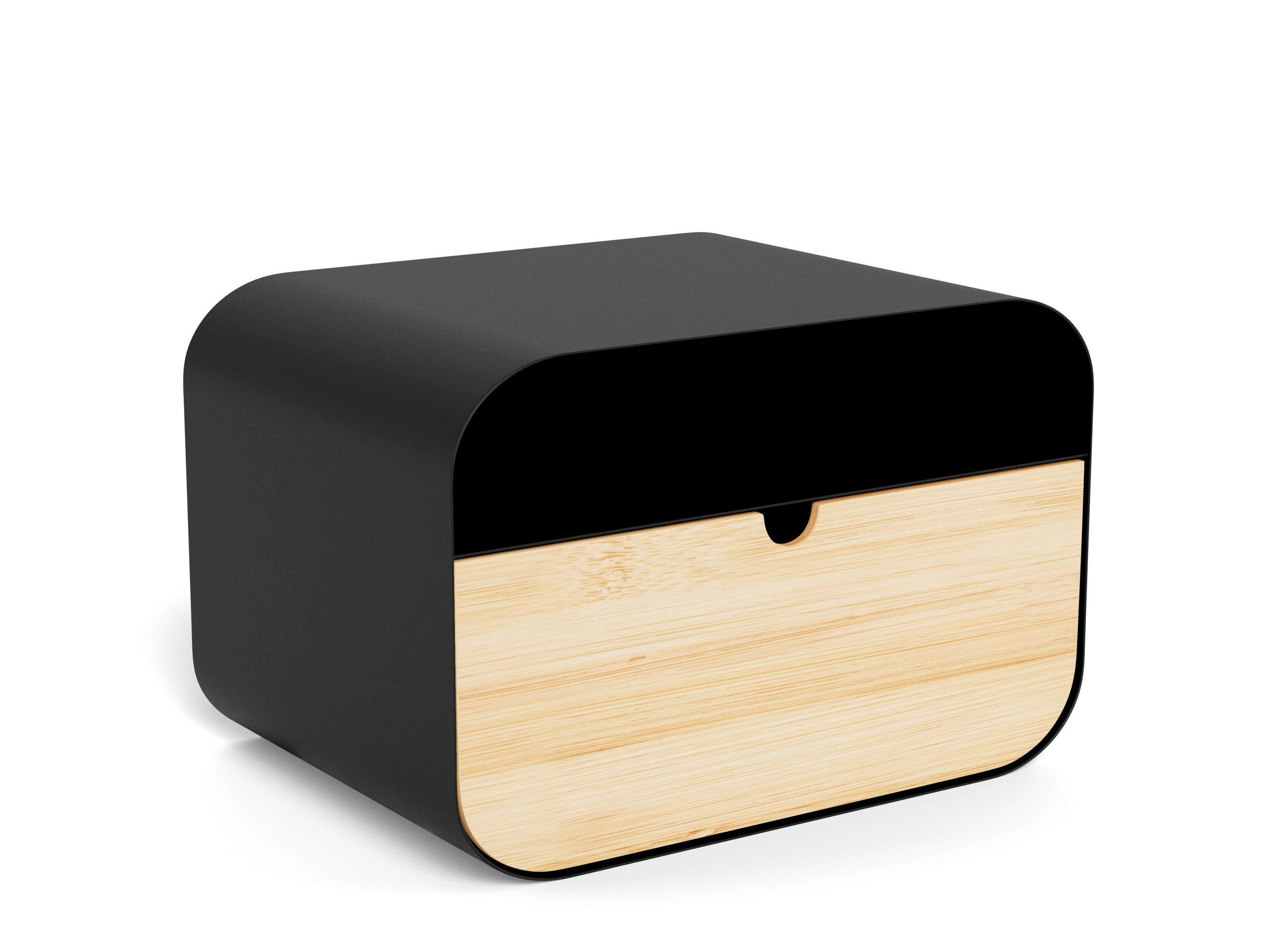NACHTSCHRANK 35/25/23 cm Bambus furniert  - Schwarz/Naturfarben, MODERN, Holz/Metall (35/25/23cm)