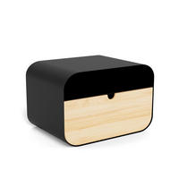 NACHTSCHRANK 35/25/23 cm Bambus furniert  - Schwarz/Naturfarben, MODERN, Holz/Metall (35/25/23cm)