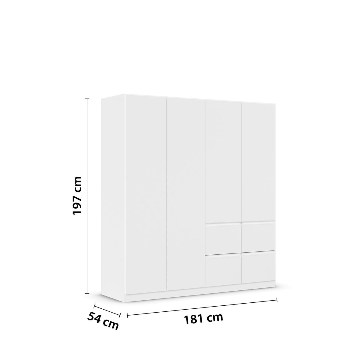 KLEIDERSCHRANK in Weiss  - Weiss, Trend, Holzwerkstoff/Kunststoff (181/197/54cm) - Xora