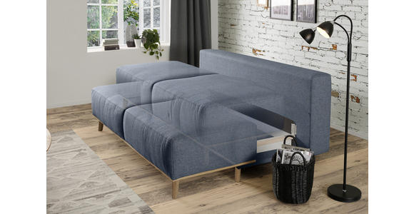 BOXSPRINGSOFA Blau, Grau  - Blau/Grau, Design, Holz/Textil (203/97/107cm) - Dieter Knoll