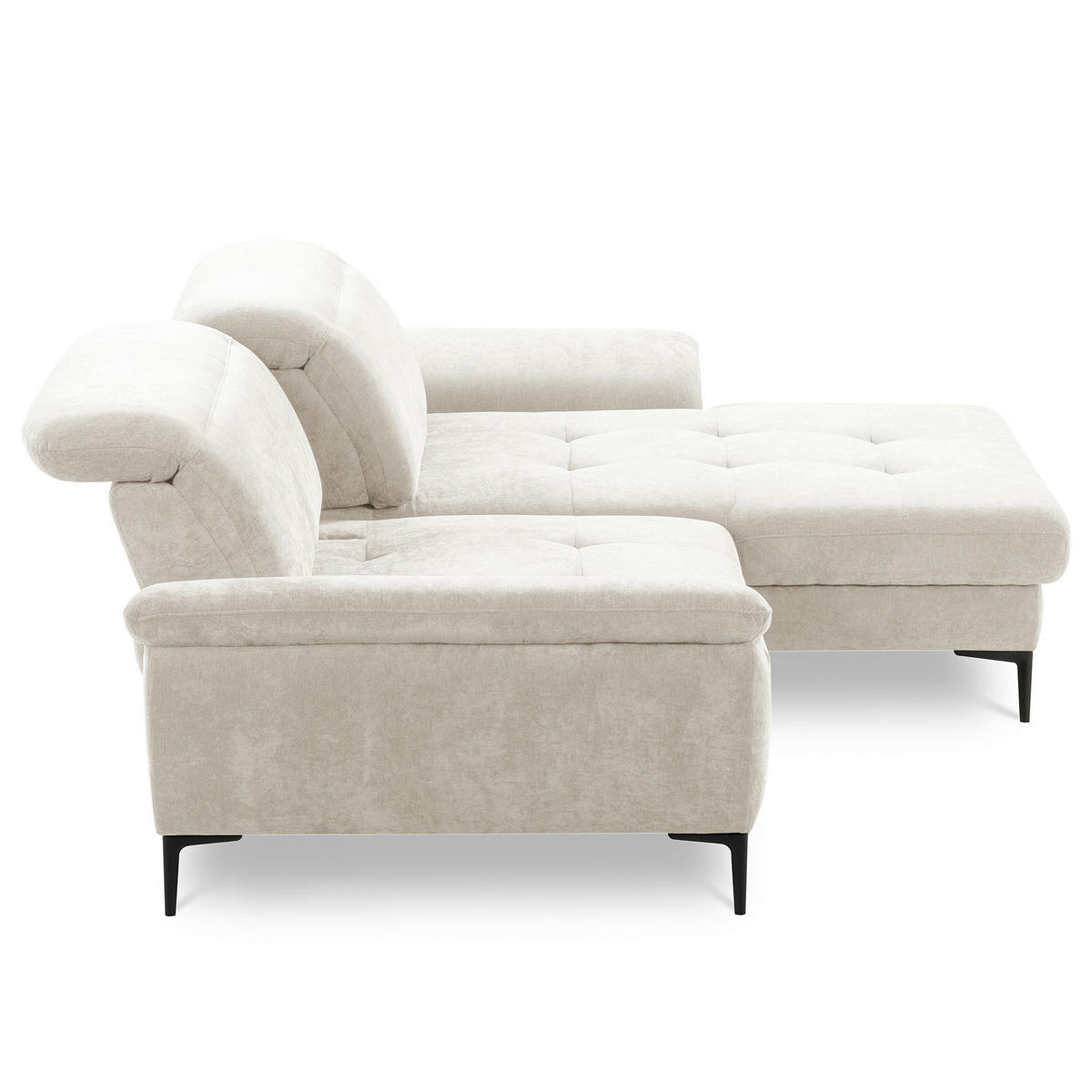 ECKSOFA  Webstoff Creme  - Creme/Schwarz, Design, Textil/Metall (268/195cm) - Livetastic