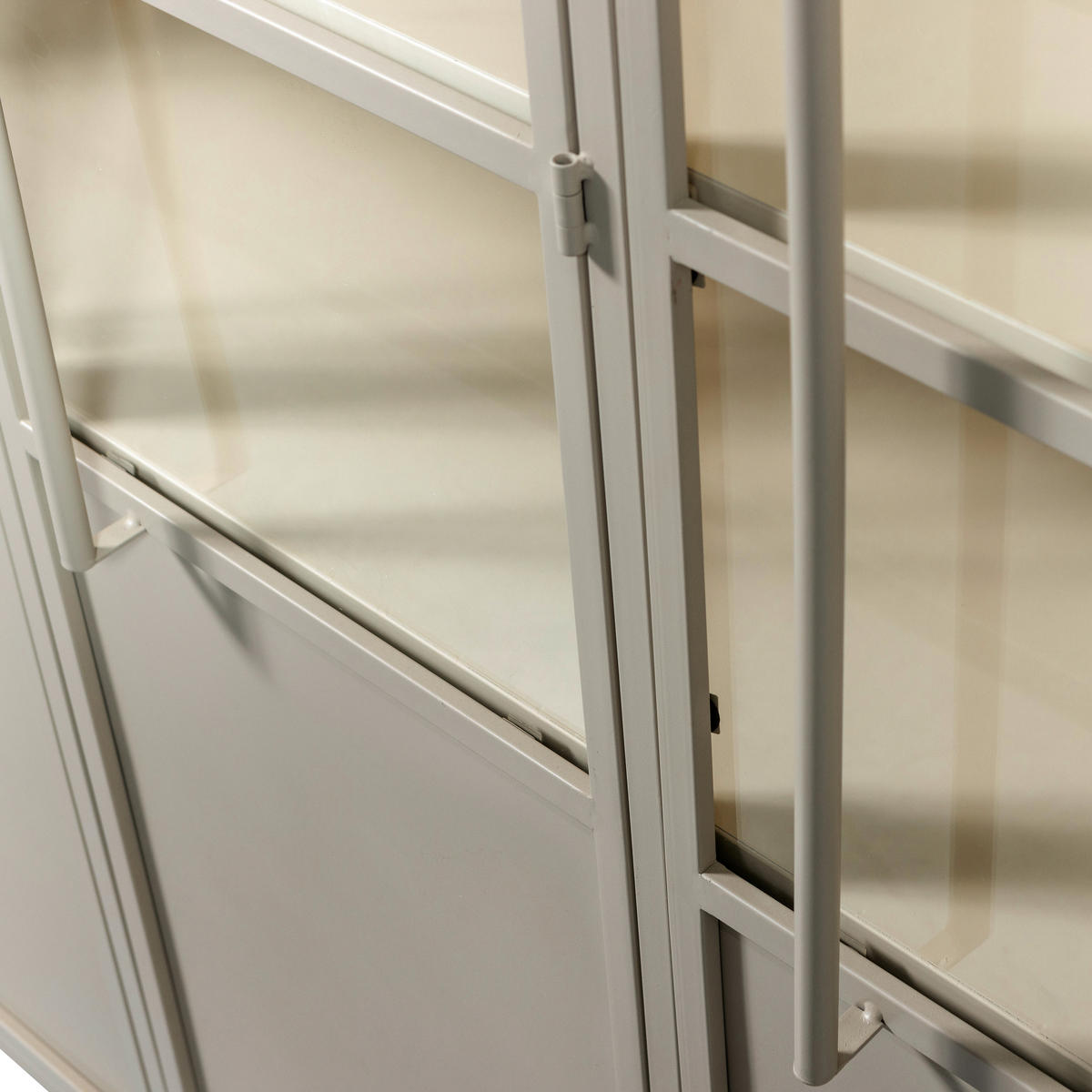 VITRINE Exhibit in Sandfarben  - Sandfarben, Design, Glas/Metall (140/200/40cm) - Livetastic