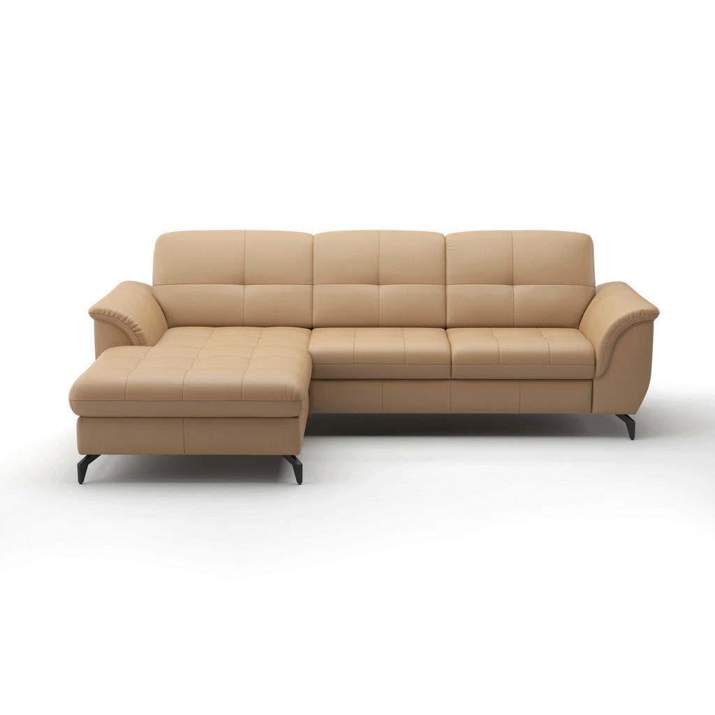 Thumbnail - Sit & More Ecksofa Zora E, Cappuccino, Textil, Leder, Kombination Echtleder/Stoff, Nappaleder, 4,5-Sitzer, Ottomane link...