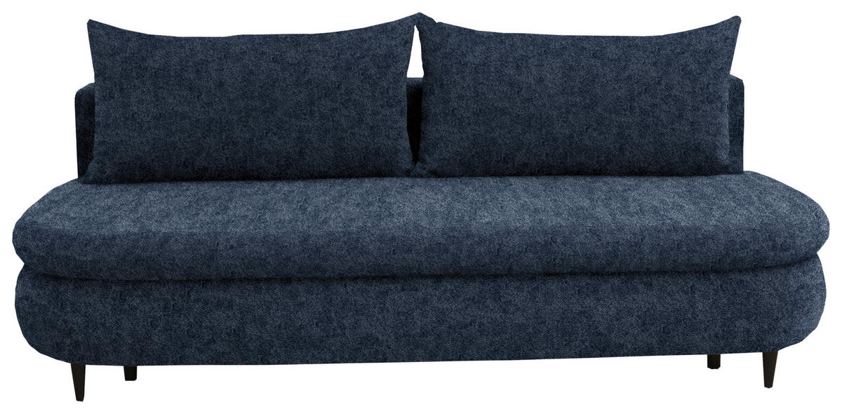 SCHLAFSOFA in Velours Dunkelblau  - Schwarz/Dunkelblau, Design, Holz/Textil (213/89/105cm) - Novel