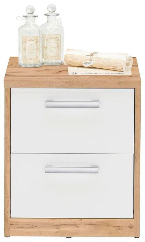 NACHTSCHRANK 38/46/36 cm  - Silberfarben/Eiche Wotan, Basics, Holzwerkstoff (38/46/36cm) - Xora