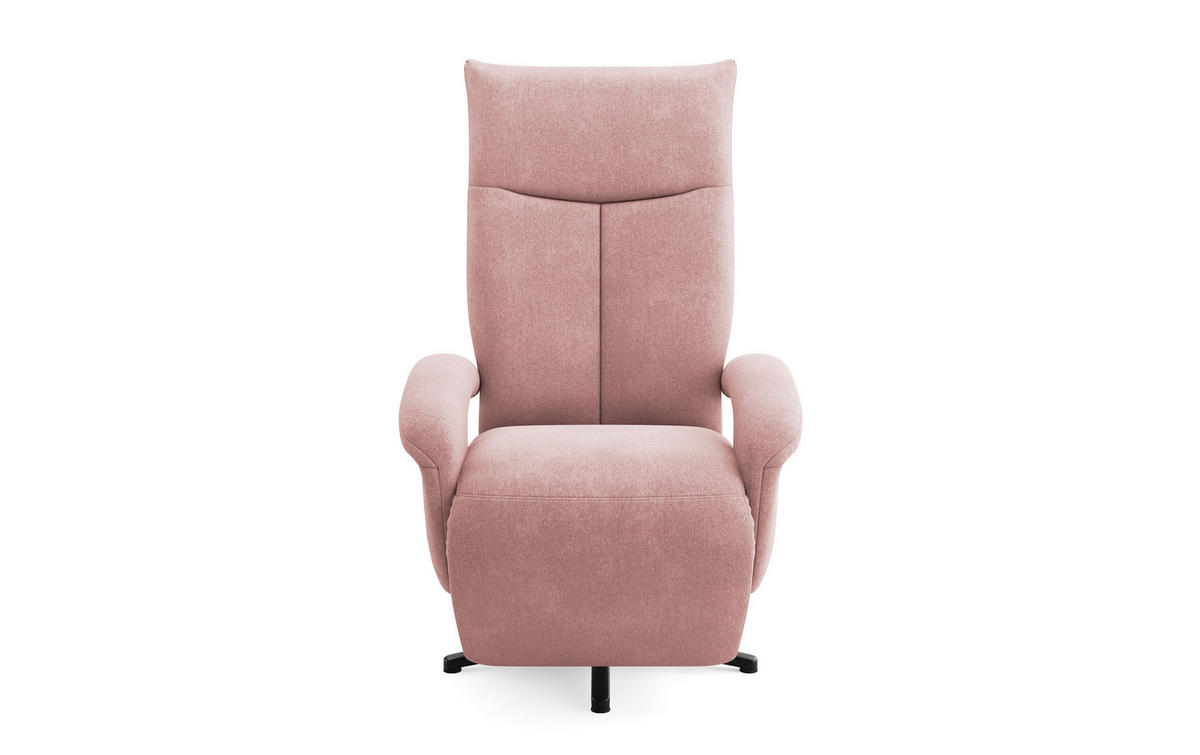 RELAXSESSEL Mikrofaser Kopfteilverstellung, Rücken echt    - Schwarz/Altrosa, MODERN, Textil/Metall (74/112/82cm) - Sit & More