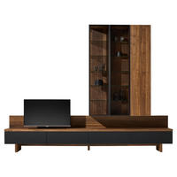 WOHNWAND  in Schwarz, Nussbaumfarben  320/240,8/48,3 cm  - Nussbaumfarben/Hellgrau, Design, Glas/Holz (320/240,8/48,3cm) - Team 7