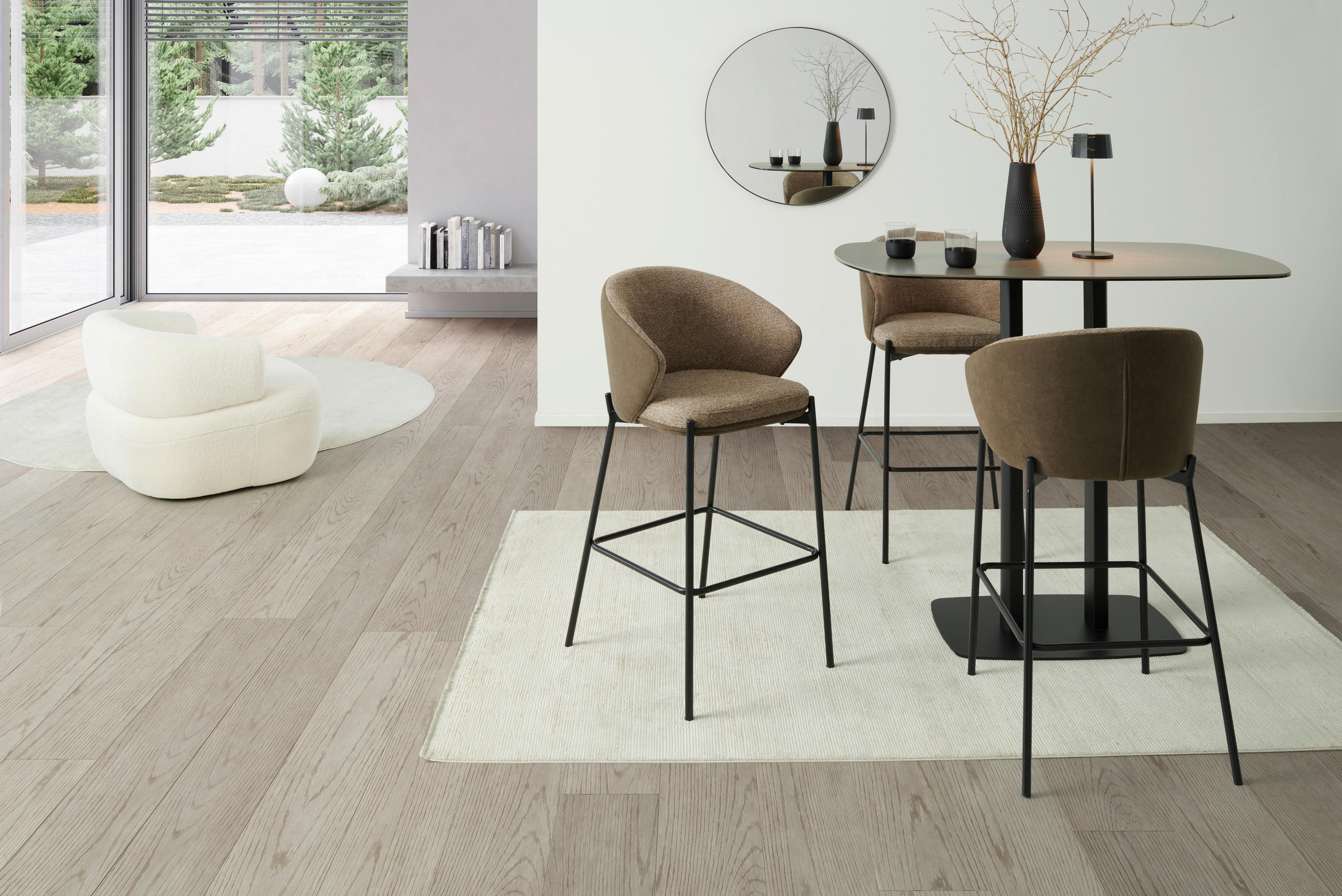 BARHOCKER Samt Braun Eisen  - Schwarz/Braun, MODERN, Textil/Metall (53,5/101/54cm) - MID.YOU