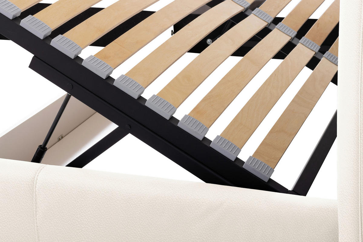 POLSTERBETT 160/200 cm,  in Weiß, gepolstertes Kopfteil, Lattenrost, Bettkasten,  - Schwarzchrom/Weiß, KONVENTIONELL, Leder/Holz (160/200cm) - Esposa