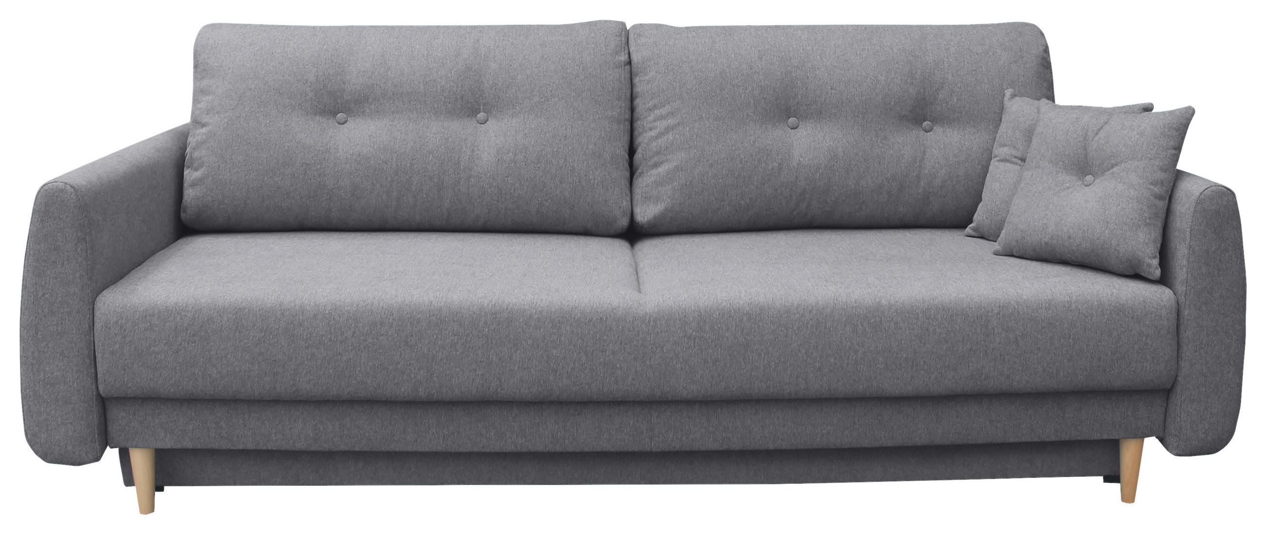 SCHLAFSOFA Webstoff Grau  - Buchefarben/Grau, KONVENTIONELL, Holz/Textil (220/90/95cm) - Carryhome
