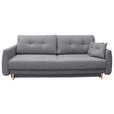 SCHLAFSOFA Webstoff Grau  - Buchefarben/Grau, KONVENTIONELL, Holz/Textil (220/90/95cm) - Carryhome