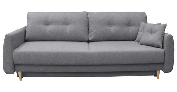 SCHLAFSOFA Webstoff Grau  - Buchefarben/Grau, KONVENTIONELL, Holz/Textil (220/90/95cm) - Carryhome