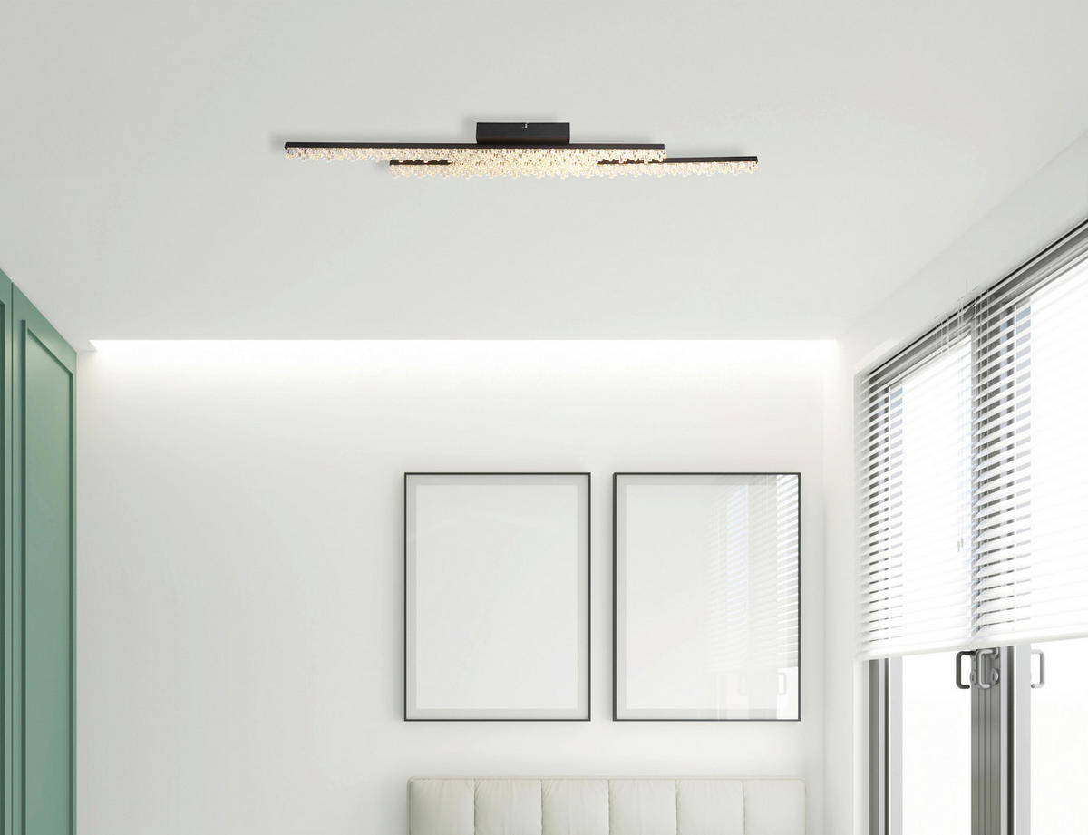 LED-DECKENLEUCHTE 102/12,5/8,5 cm   - Klar/Schwarz, Design, Kunststoff/Metall (102/12,5/8,5cm) - Globo