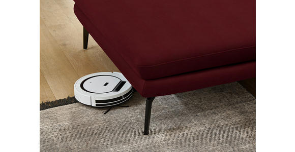 ECKSOFA in Echtleder Dunkelrot - Schwarz/Dunkelrot, Design, Leder/Metall (180/310cm) - Dieter Knoll
