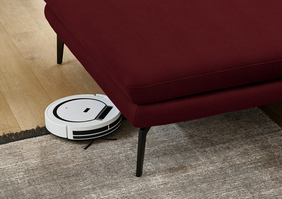ECKSOFA in Echtleder Dunkelrot  - Schwarz/Dunkelrot, Design, Leder/Metall (180/310cm) - Dieter Knoll
