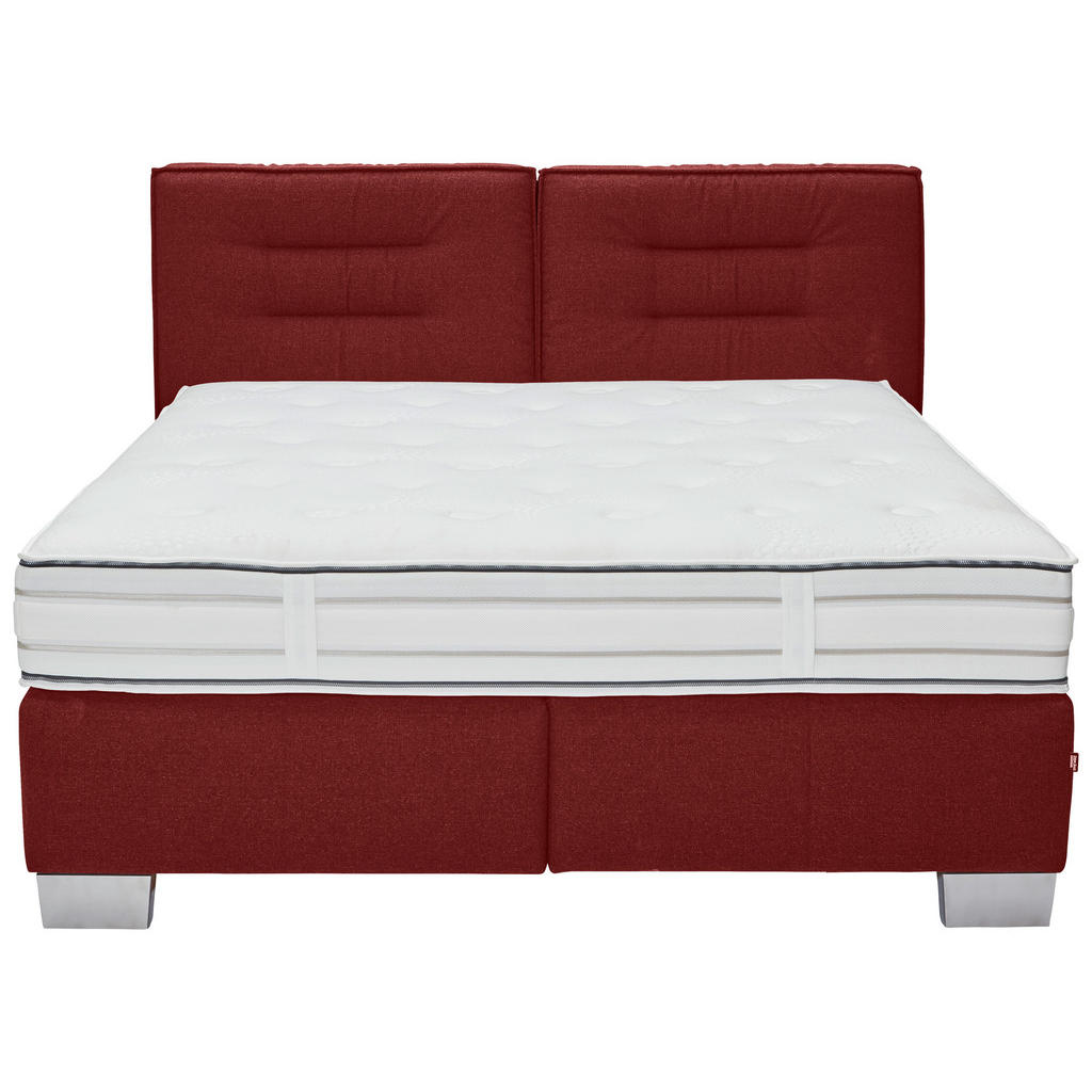 Thumbnail - Dieter Knoll Boxspringbett, Rot, Textil, H3, 7-Zonen, Höhe ca. 27 cm, 160x200 cm, gepolstertes Kopfteil, Stoffauswahl, L...