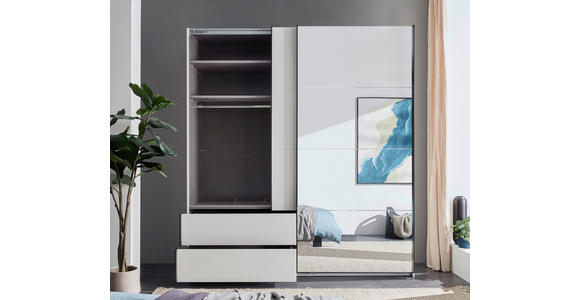 SCHWEBETÜRENSCHRANK  in Schwarz, Weiß  - Schwarz/Weiß, MODERN, Glas/Holzwerkstoff (215/225,5/60,5cm) - Xora